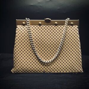 Whiting & Davis Gold Mesh Shoulder Bag with Chain Strap